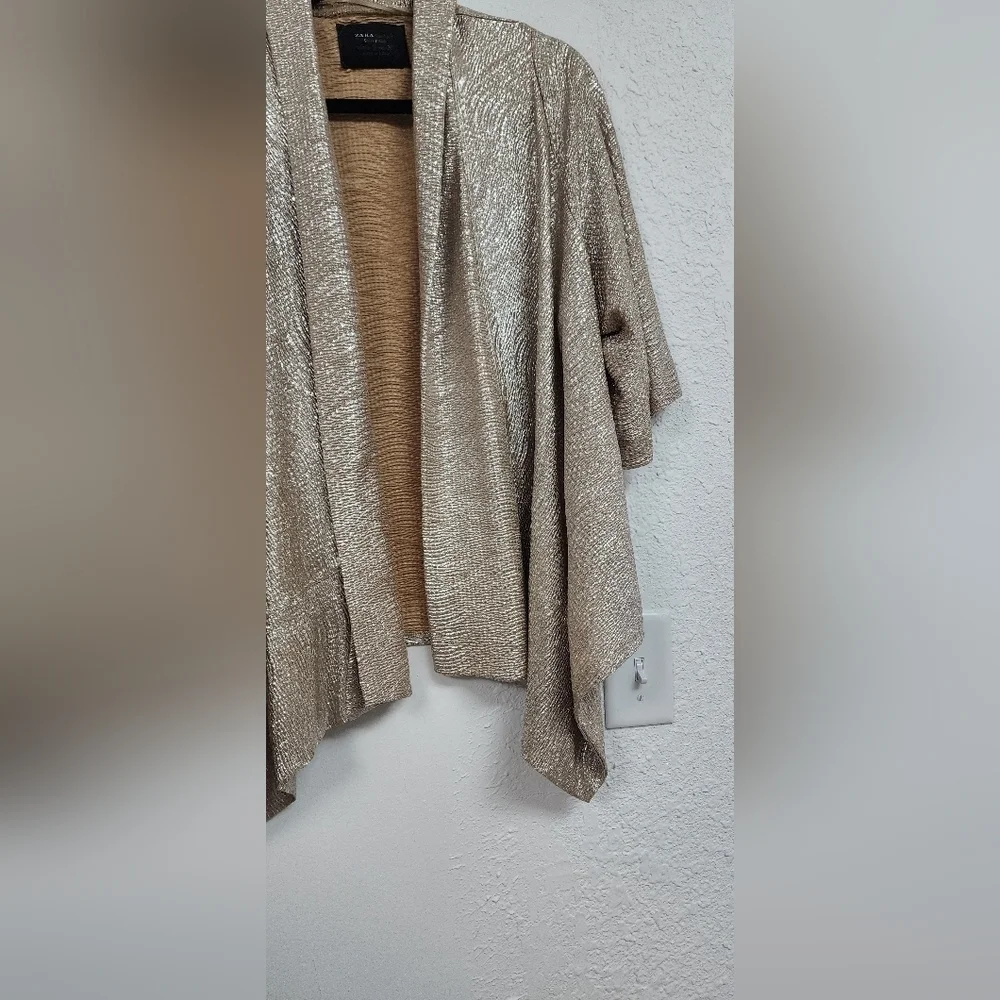 Zara Womens Special Edition Metallic Gold Cardigan Size S - Picture 5 of 9
